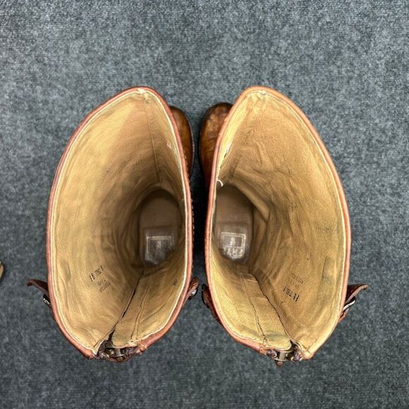 Frye Veronica Boots Women's Size 8 Brown Leather Back Zip Harness Buckle Riding - Picture 12 of 16